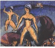 Ernst Ludwig Kirchner Two women at the sea France oil painting artist